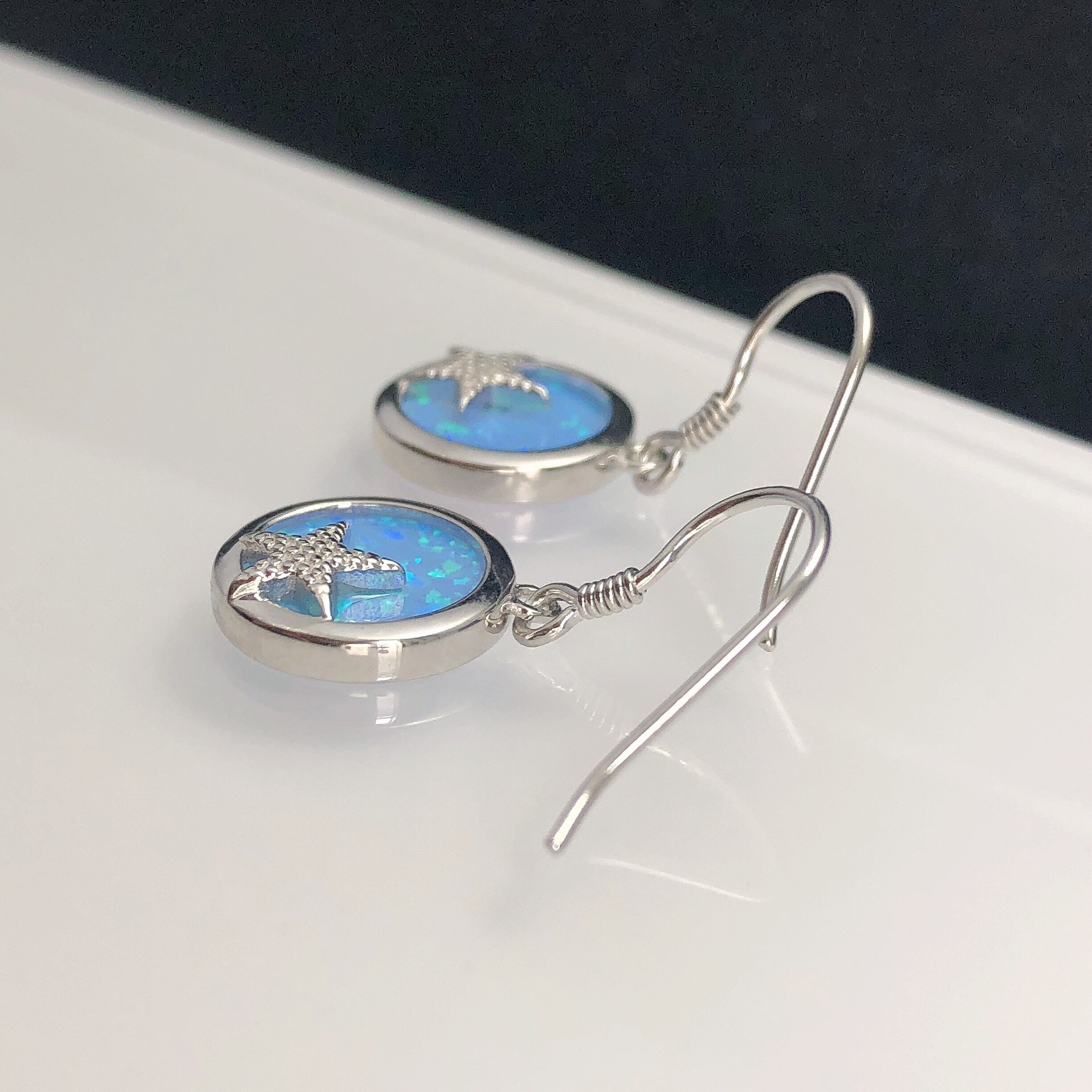 orecchini con opale blu earrings