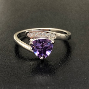 DAZZLE Purple Amethyst Sterling Silver Ring, White Gold Amethyst Ring, Amethyst Jewellery, Wedding Anniversary Gift, February birthday gift