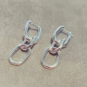 Artisan Sterling Silver Stud Earrings, statement earring drops, silver drop earrings, unique Links earrings,Scandinavian small stud earrings