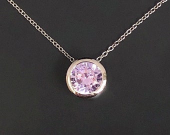 Collana in alessandrite, collana in argento sterling, ciondolo in argento, collana con pietra portafortuna di giugno, regalo di compleanno di giugno. Regalo di Natale.