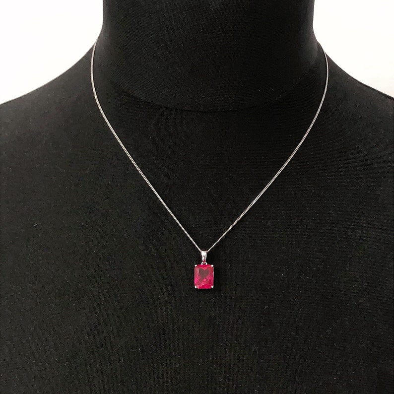 MIA Rectangle Ruby Necklace, July Birthstone, Sterling Silver Necklace, Ruby Pendant, Gemstone Necklace, Birthday, Anniversary Gift image 5