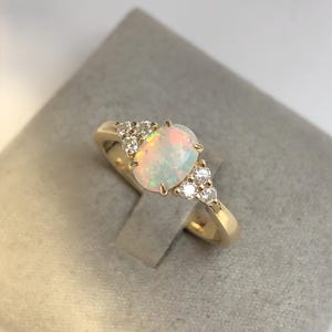 Fire Opal Engagement Ring, Natural fire opal ring, Gold Wedding Ring, Opal Birthday Anniversary Gift, Platinum opal ring, silver opal ring