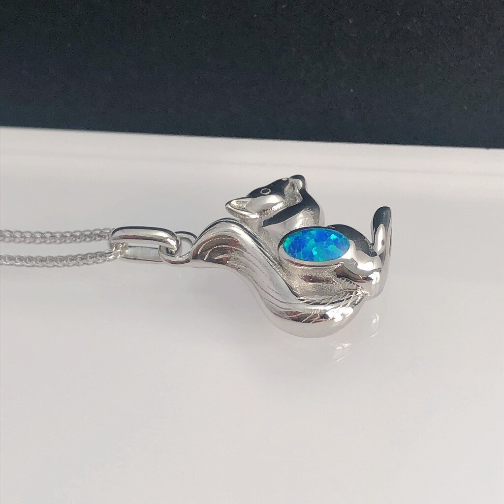 DAYLINLOVE Collana Con Ciondolo Scoiattolo E Opale In Argento Sterling 925 – Gioiello Per Donne Amanti Della Natura