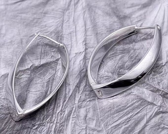 Large Artisan Sterling Silver large Hoop Earrings, statement earrings, silver hoop earrings, unique party earrings, large hoop earrings
