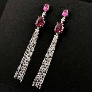 Ruby Drop Earrings, Sterling Silver Earrings, Gemstone Drop Earrings, wedding gift, anniversary gift, July Birthstone, ruby, topaz jewellery