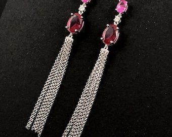 Rubinörhängen, örhängen i sterlingsilver, örhängen med ädelsten, bröllopspresent, jubileumspresent, födelsesten i juli, rubin, topasmycken