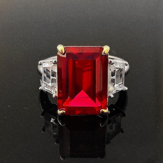 LAVISH Design Ruby Ring Sterling Silver Cocktail Ring Ruby