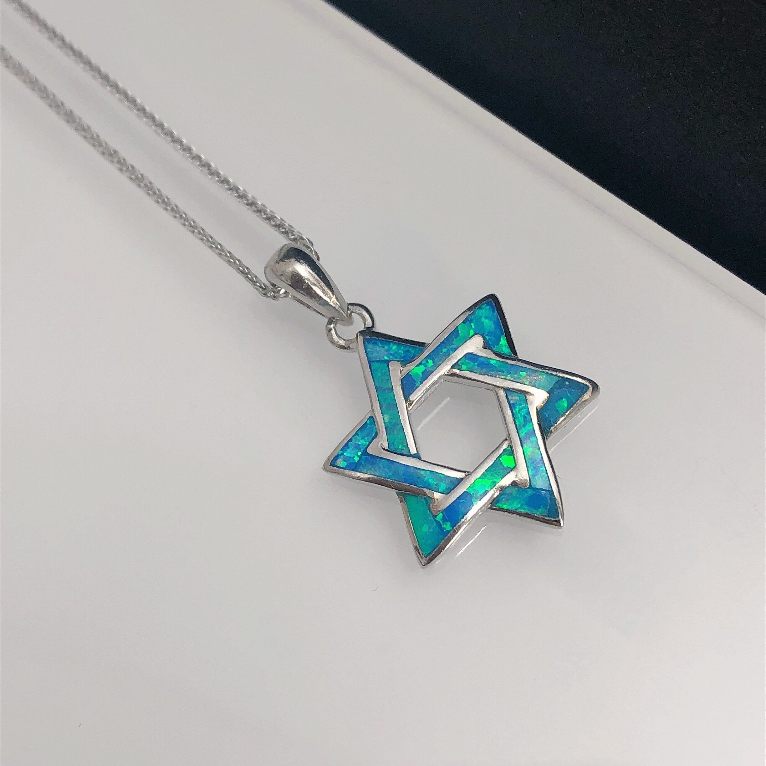 Opal star of david necklace deals