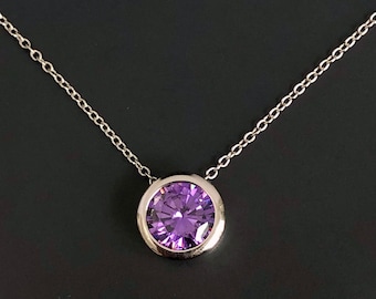 Amethyst Necklace, Sterling Silver Necklace, February Birthstone necklace, February birthday gift. Christmas gift. 6th Anniversary