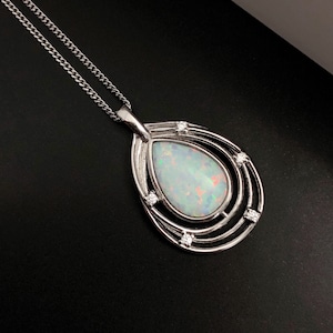 SUNSET Fire Opal necklace, Sterling Silver necklace, natural opal necklace, opal Pendant, fire Opal Jewellery, Christmas gift, birthday gift