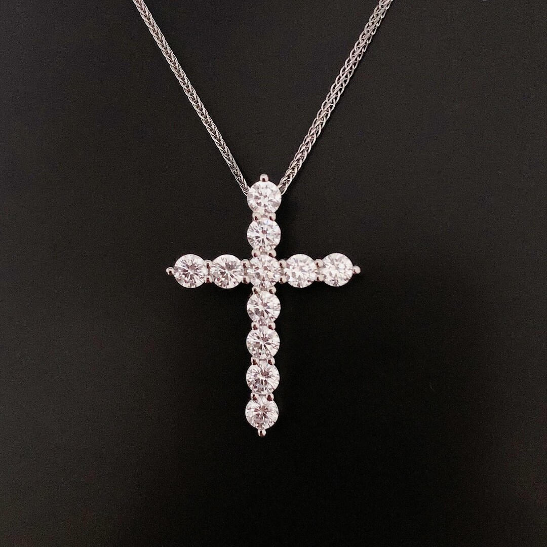 Clear Topaz Diamond Necklace Silver Heart Gemstone Necklace Etsy