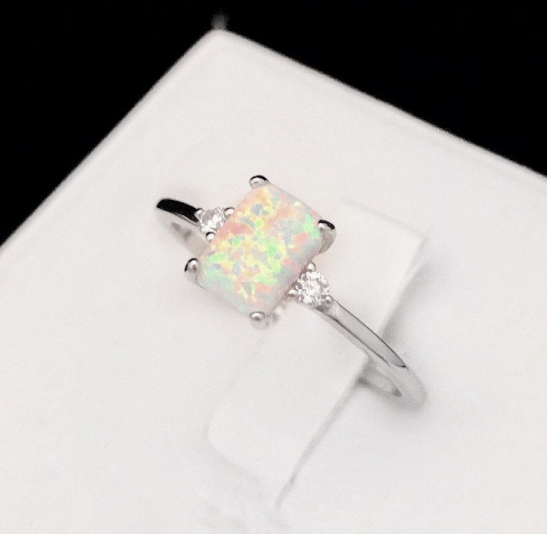 White Opal Engagement Ring Opal Cabochon Ring October Etsy UK