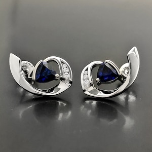 DAZZLE Sapphire Earrings, Sterling Silver earrings, Gemstone Earrings, Sapphire Jewellery, September birthstone, wedding gift