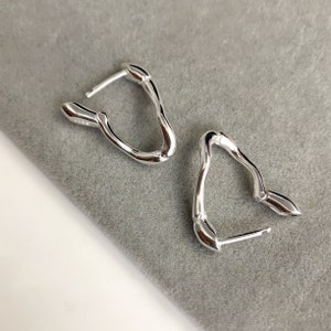Modern Sterling Silver Earrings, statement jewellery, funky earrings, twist earrings, genuine silver gift, Scandinavian Designer Earrings