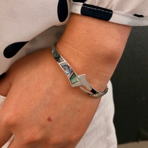 Natural Abalone Shell Solid Sterling Silver Jewellery, Silver Bracelet, Silver Jewelry, Silver Bangle, Silver Bracelet, Shell jewelry