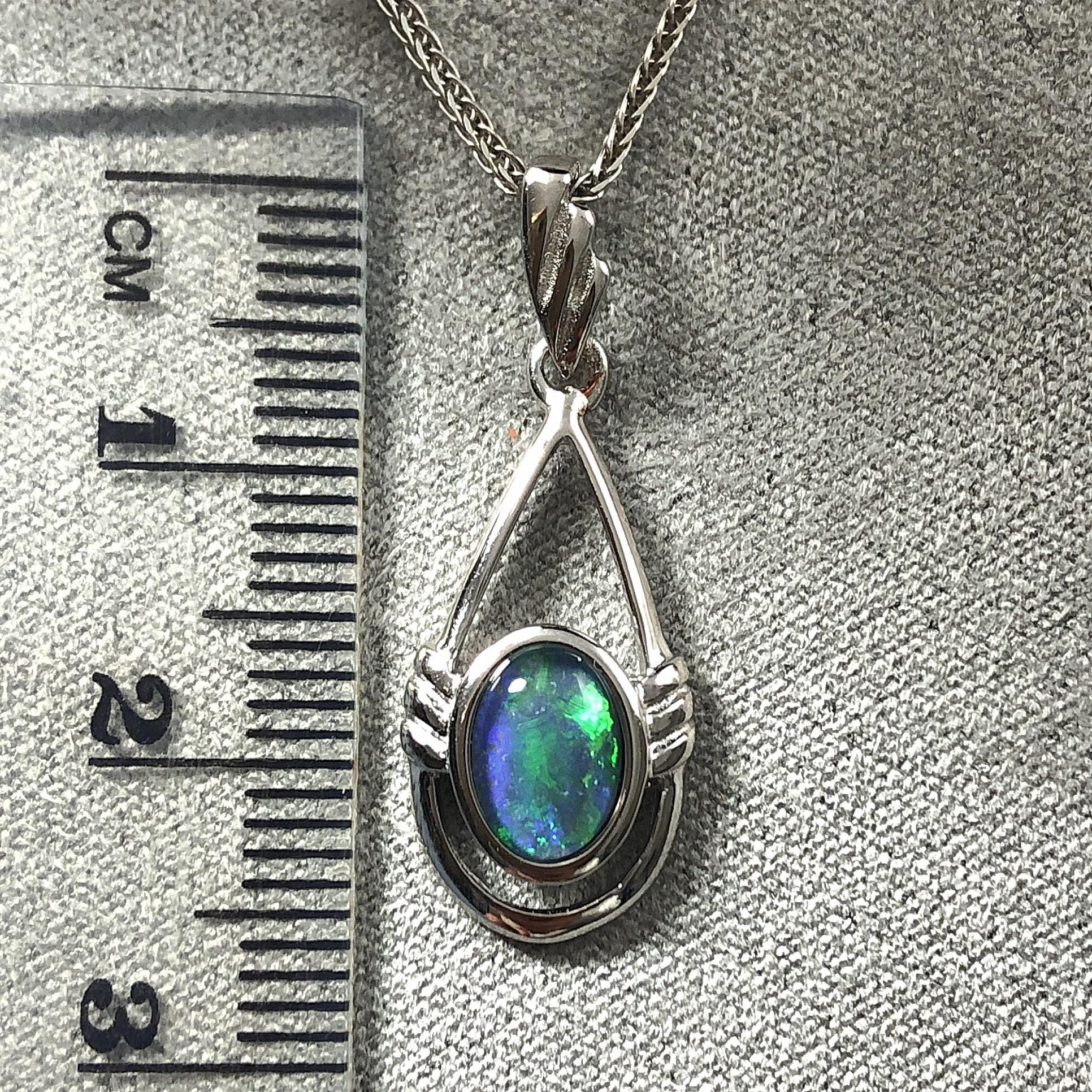 Collana con pendente in opale autentico (pietra portafortuna di ottobre) in argento sterling o oro - Italia