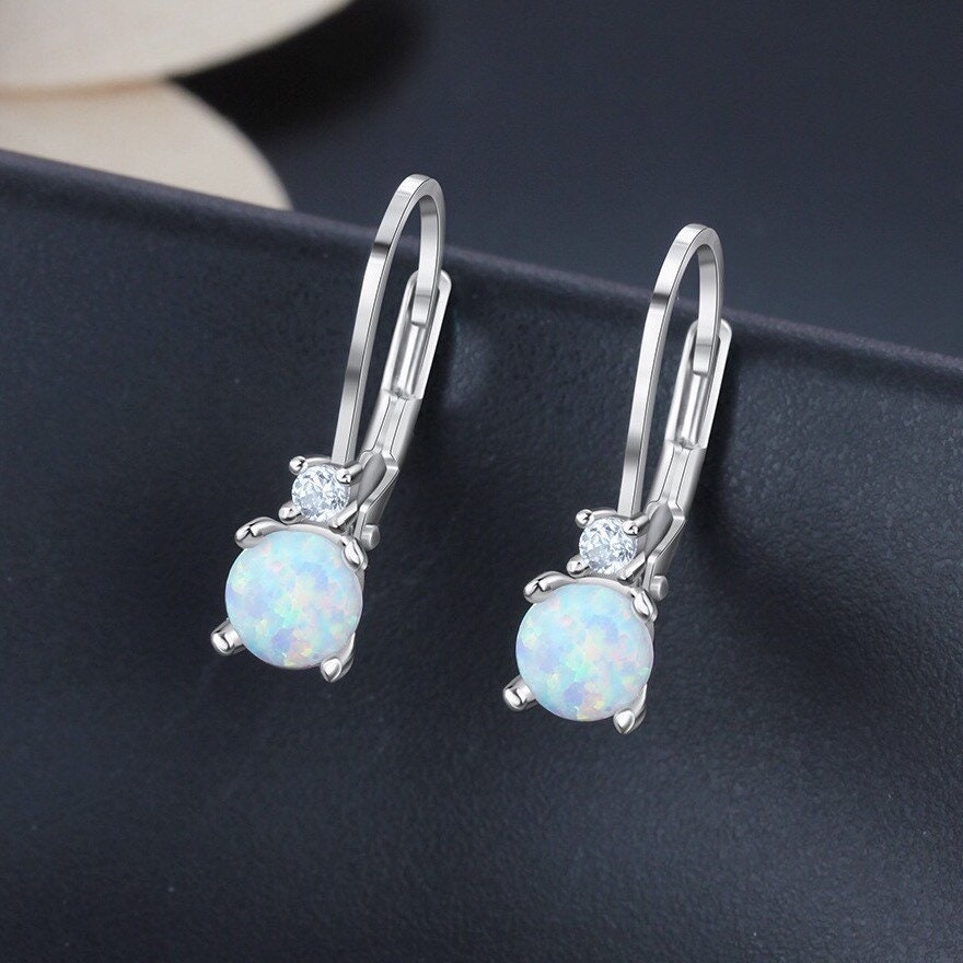 Fire Opal Sterling Silver Earrings Hinge Back Earring Opal Etsy