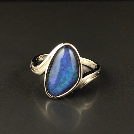 オーストラリア産ブラックオパール スターリングシルバー リング、10