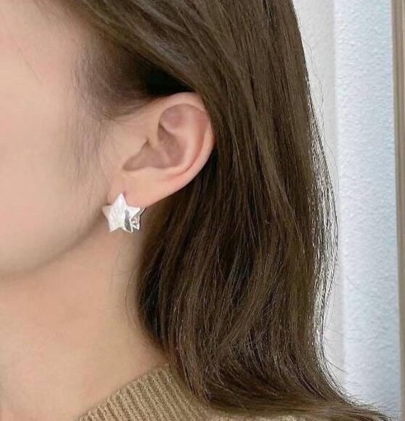 Artisan Sterling Silver Star Earrings, Statement Earring