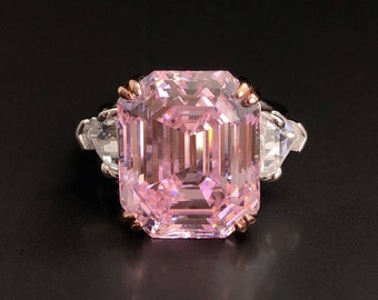 EDEN Pink Topaz Ring Sterling Silver Statement Ring, large pink Engagement Ring, Cocktail Ring, Diamond Ring, November birthstone ring