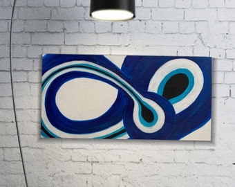 Fatima’s Eye, Original handmade,Abstract art,Oil/Acrylic on cotton canvas, 15”x30”wall artwork,creative design,water based varnished