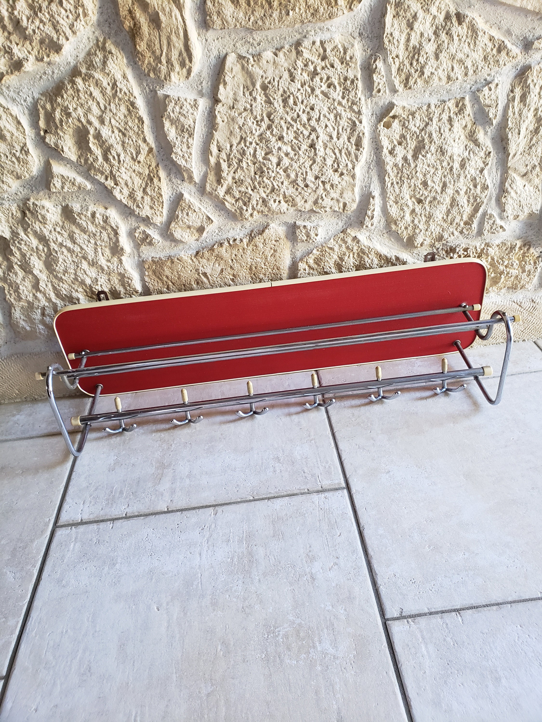 Portemanteau Mural Vintage Entubes de Chrome 1950