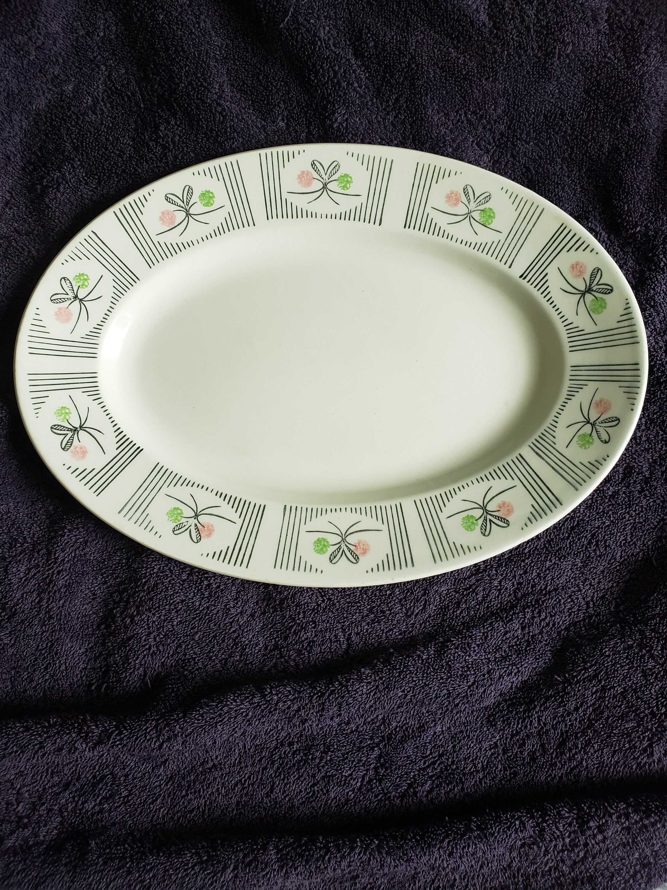 Plat Oval Vintage Gien France Modèle Marie-José