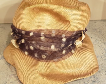 Vintage Hat Braided Straw Cap Fashion Accessory Ribbon Fabric