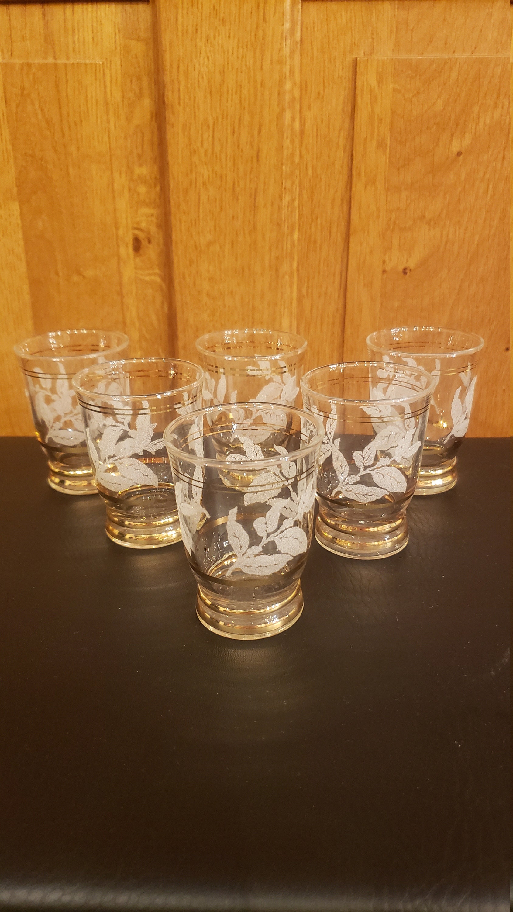 Lot de 6 Verres Vintage Années 70 à Liseré Doré Dans Leur Jus