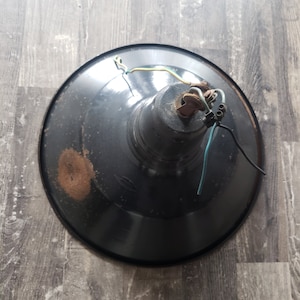 Large anthracite industrial lamp pendant in enamelled sheet metal