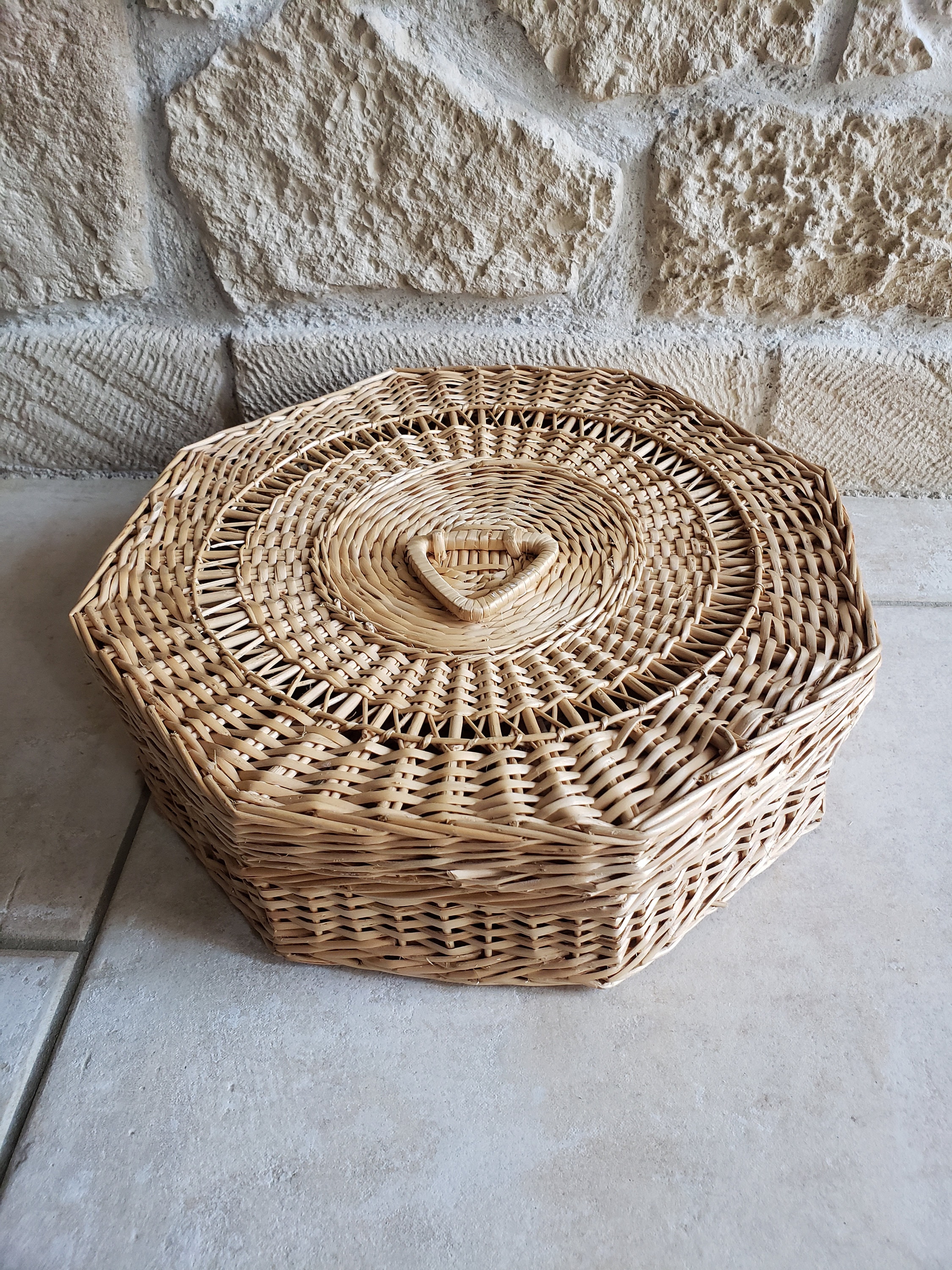 Boîte Osier avec Compartiments Amovibles et Couvercle