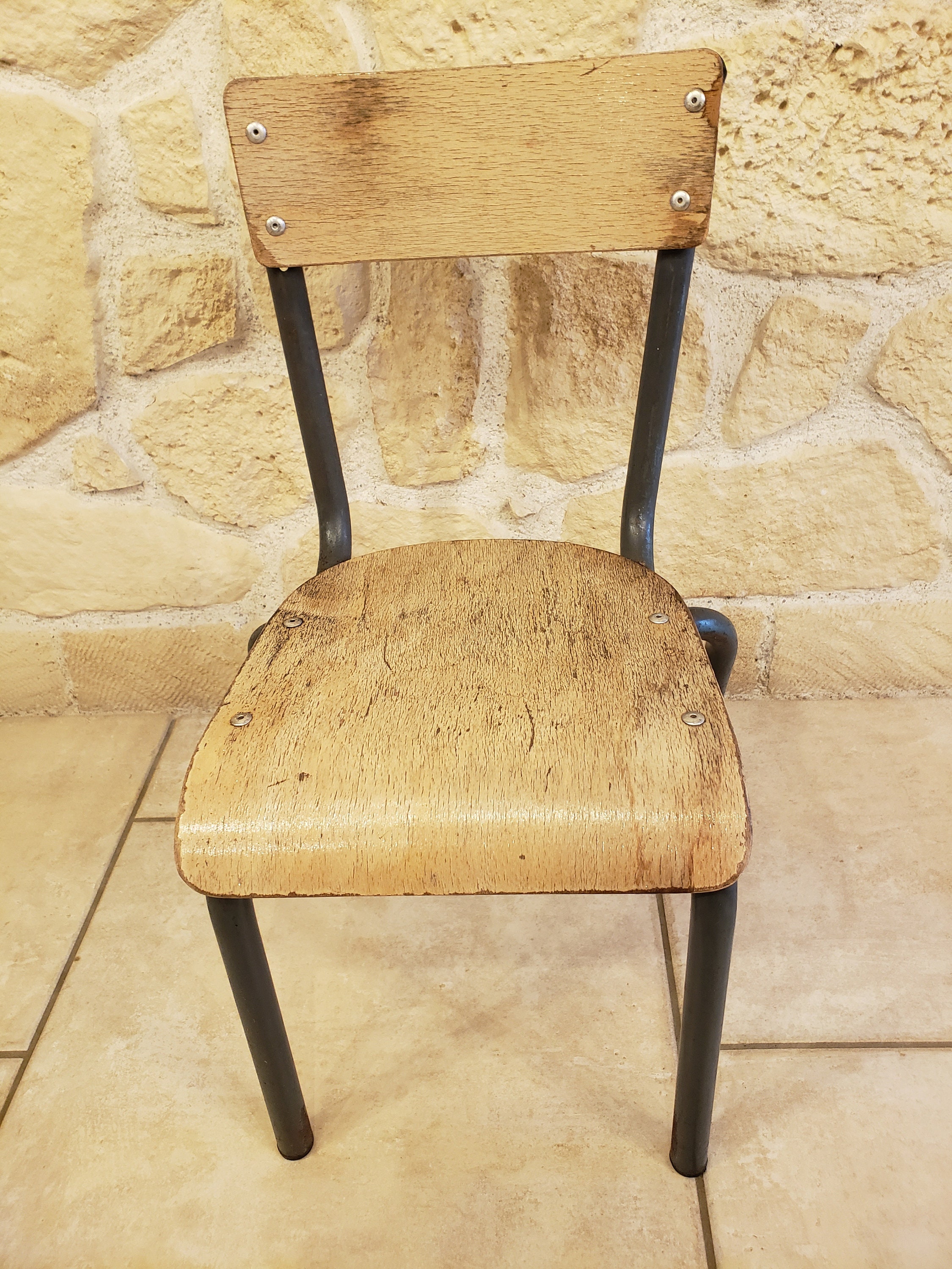 Chaise Enfant Écolier Bois & Métal Numéro 2