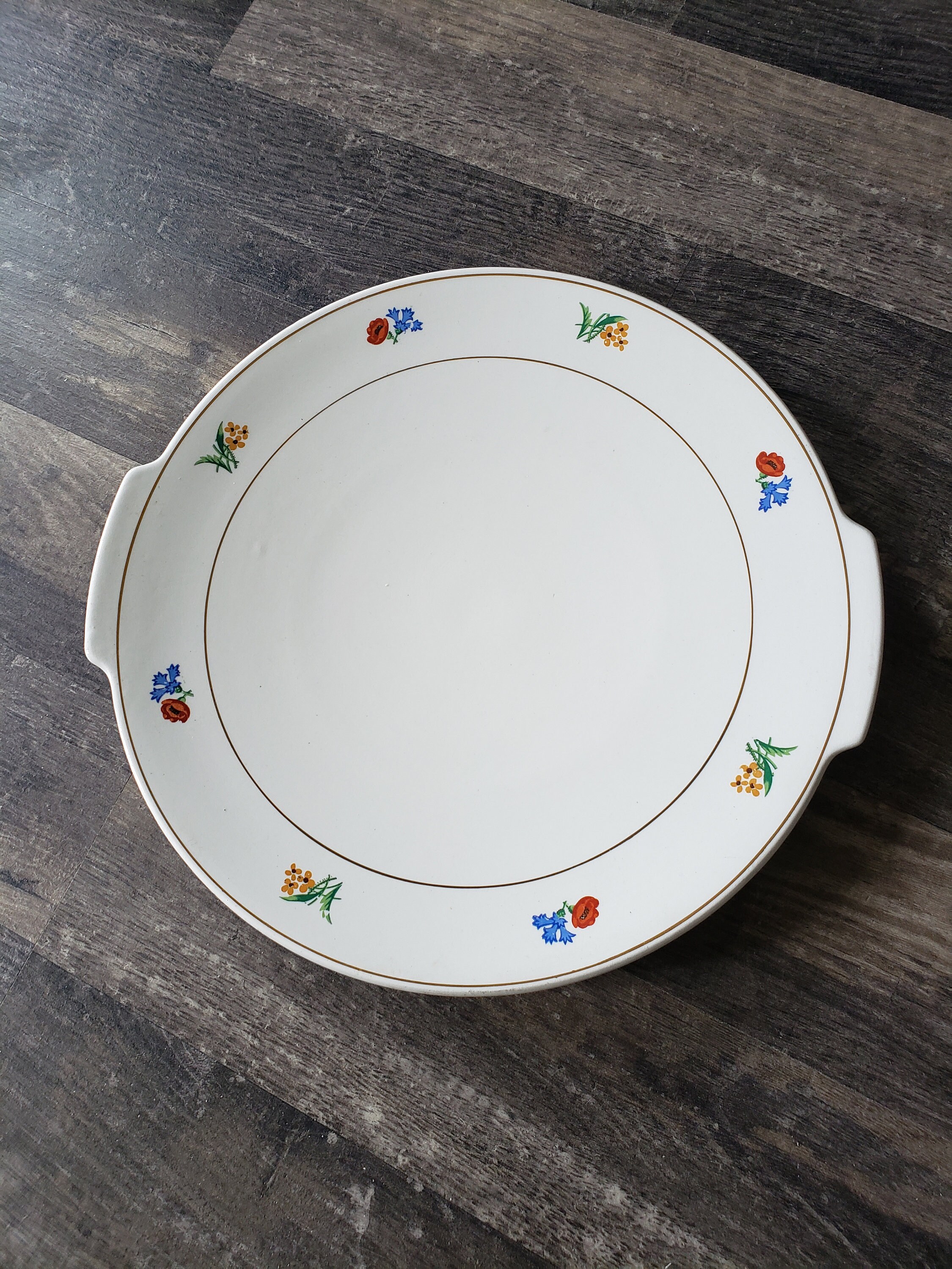 Plat Gien Petites Fleurs Lisérés Dorés