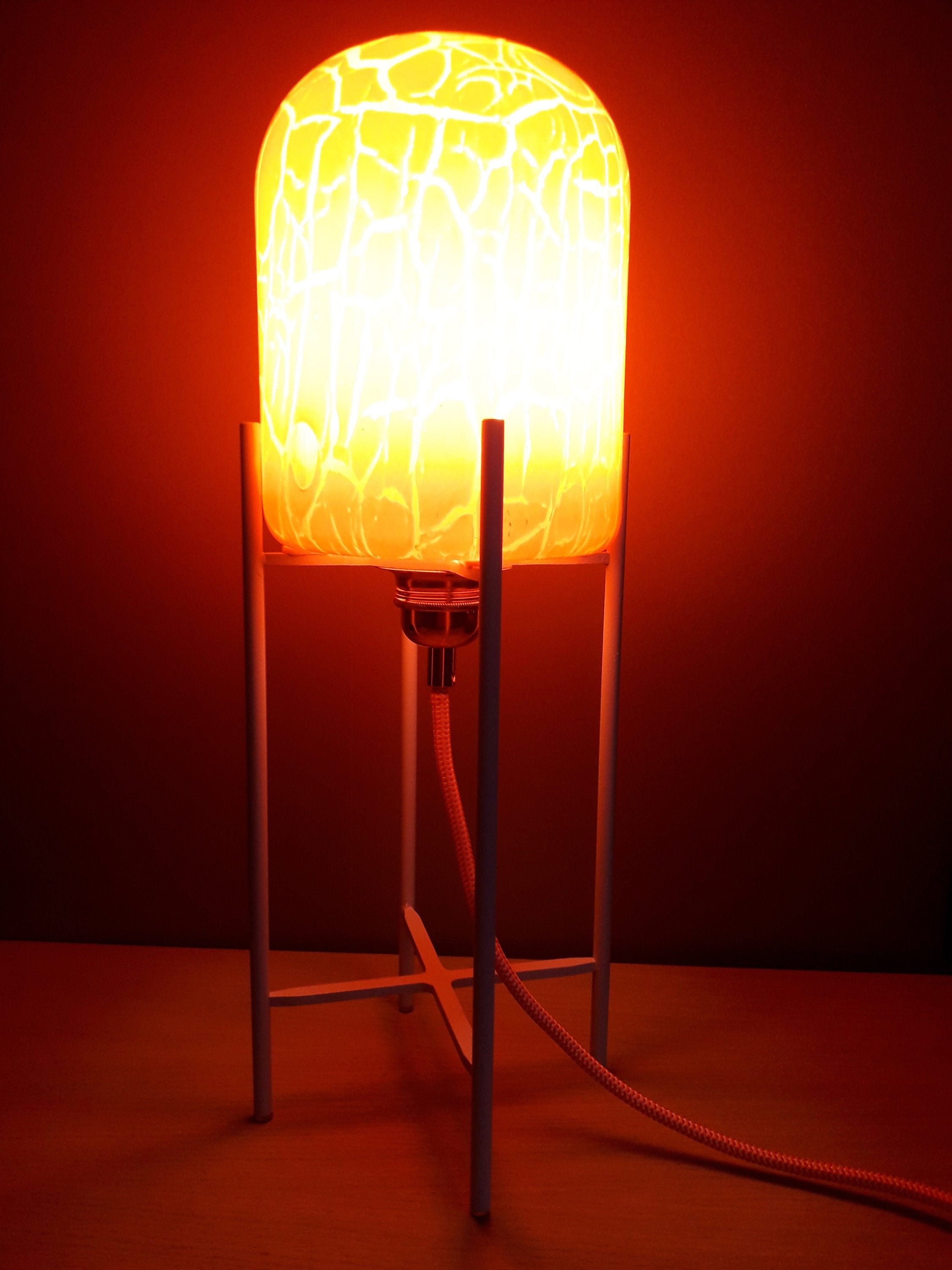 Lampe à Poser Orange Craquelé