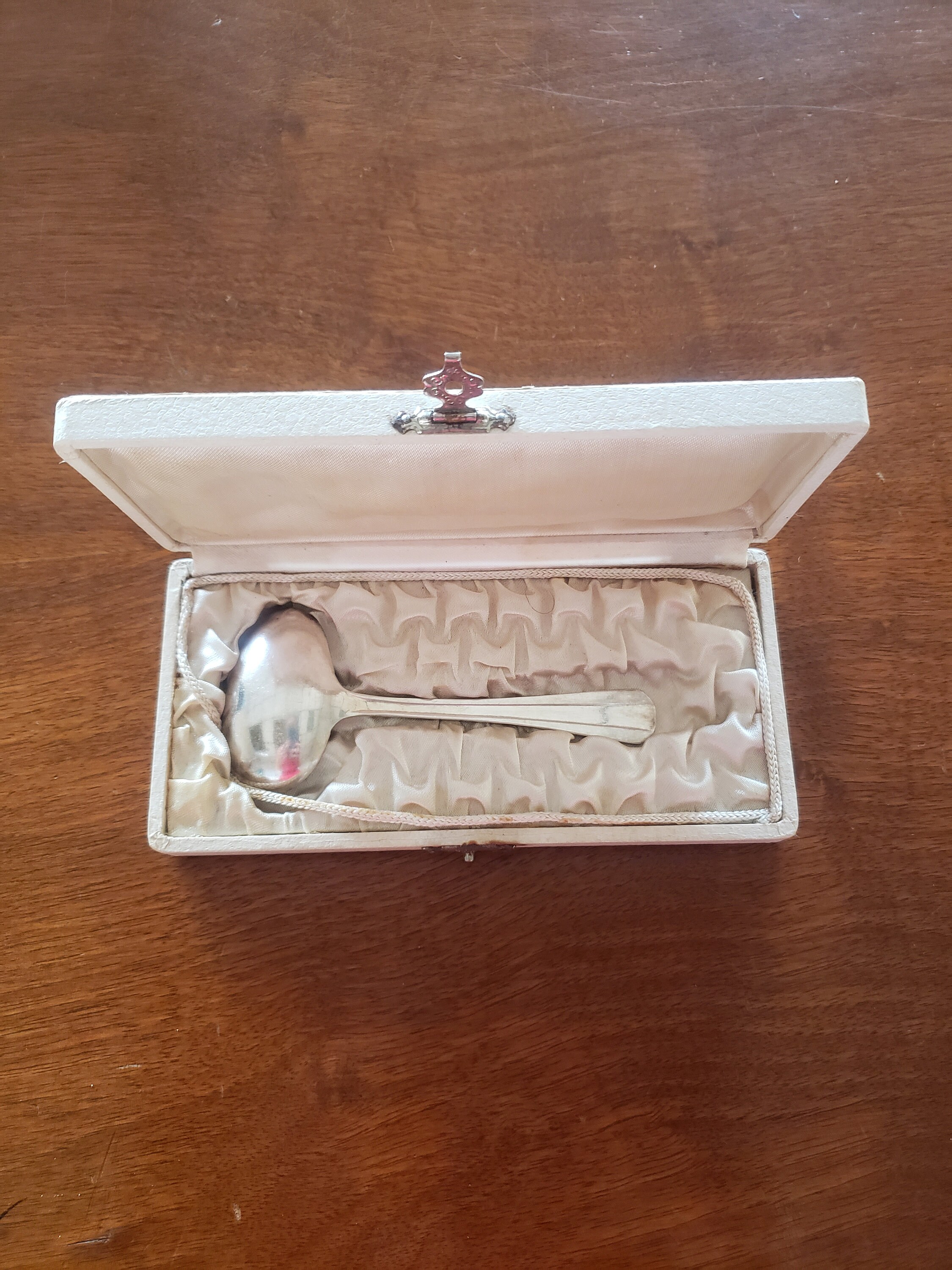 Cuillère Bébé en Métal Argenté Dans Son Écrin d'origine