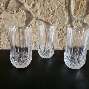 Set of 3 cut glasses - Longchamp style, Cristallerie d&#39;Art