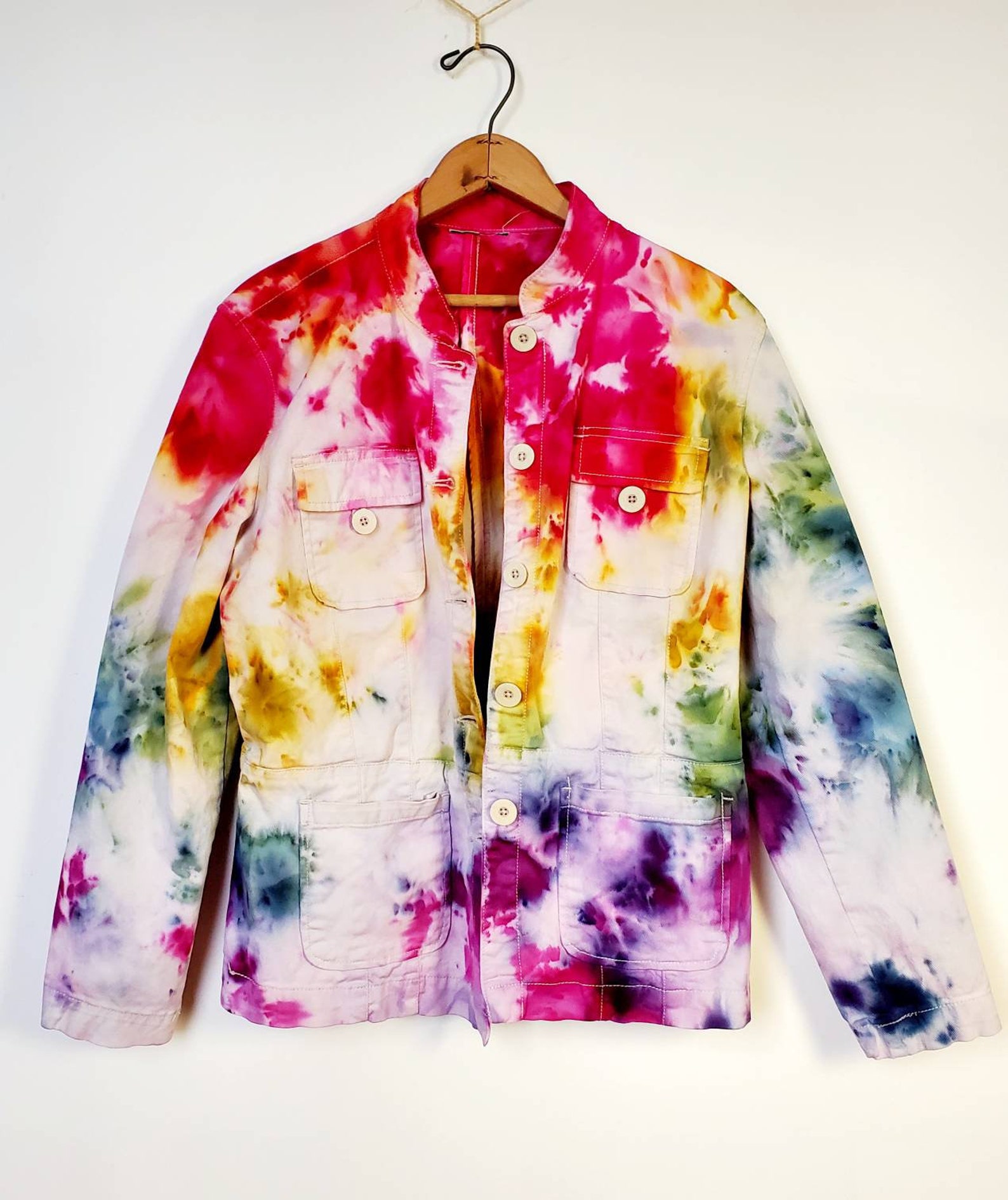 Rainbow tie dye jacket hand dyed chore coat pride jacket Etsy