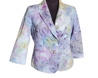 Tie dye blazer, rainbow hand dyed jacket, colorful blazer, 8 petite