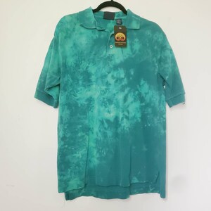 Tie dye polo, ice dye golf shirt, unique upcycle, men&#39;s medium