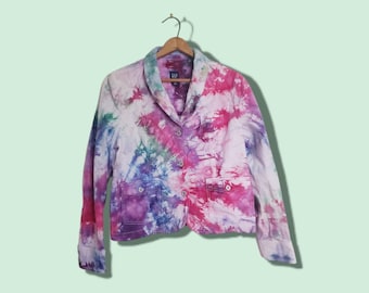 Colorful blazer, tie dye jacket, unique upcycle, size 16 XL