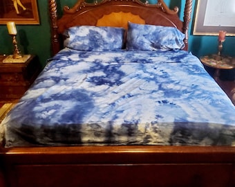 Hand Ice Dyed Cotton Sheet Set: Custom Tie Dye Bedding