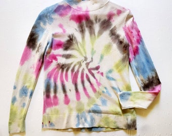 Spiral Tie Dye Cotton Knit Sweater - Women's Small