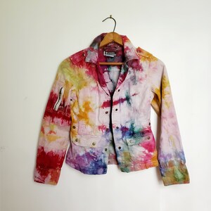 Rainbow jacket, tie dye shacket, light coat, small