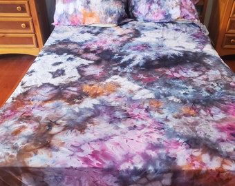 Hand Dyed Tie Dye Sheet Set: Dark Magic Bedding