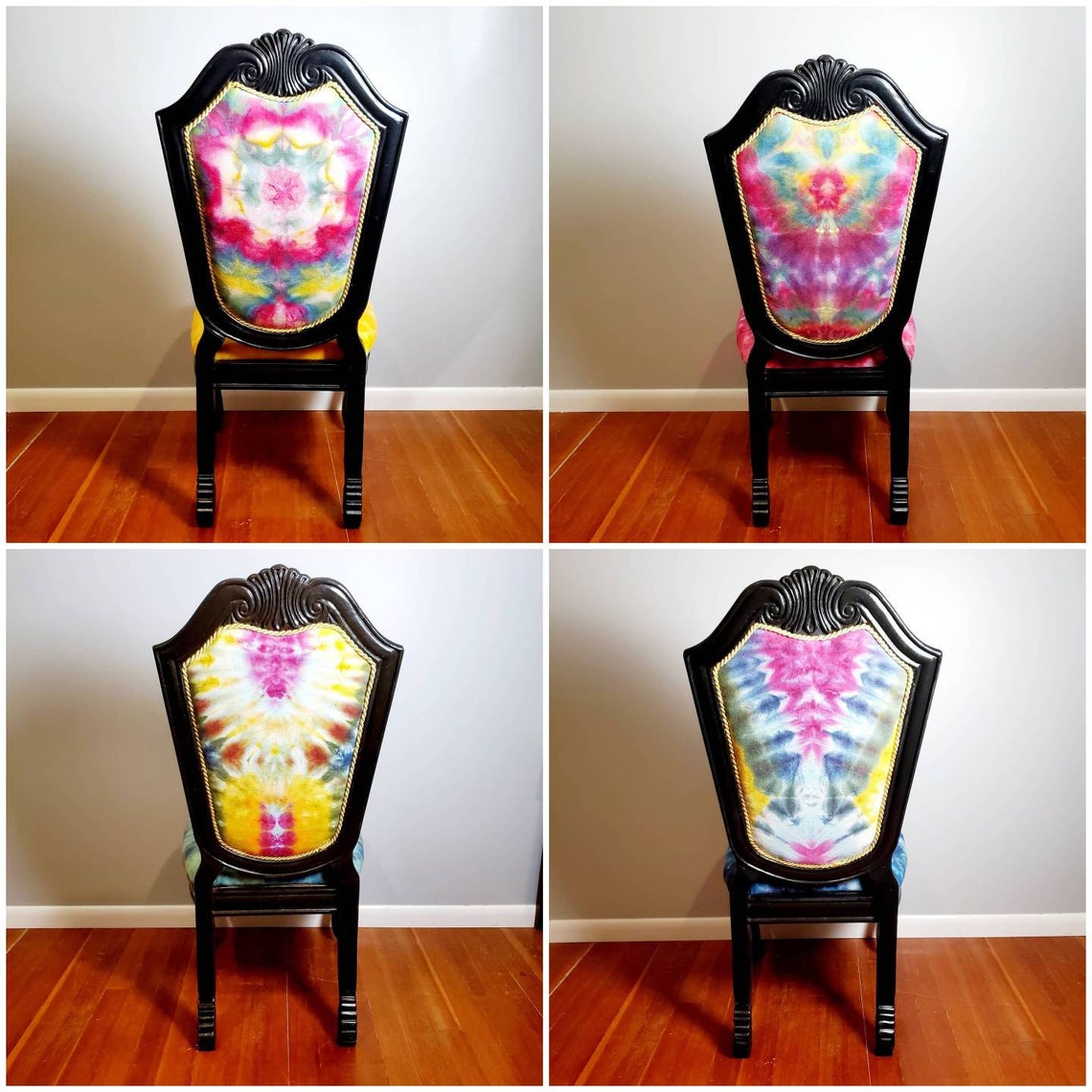 Tie Dye Upholstered Chairs Colorful Desk Chair Dining Etsy