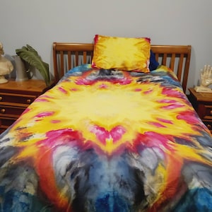 Tie dye duvet cover, rainbow tie dye, hand dyed duvet, TWIN/TWIN XL, ready to ship