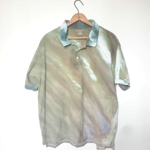 Tie dye short sleeve polo, ice dye golf shirt, men&#39;s XL