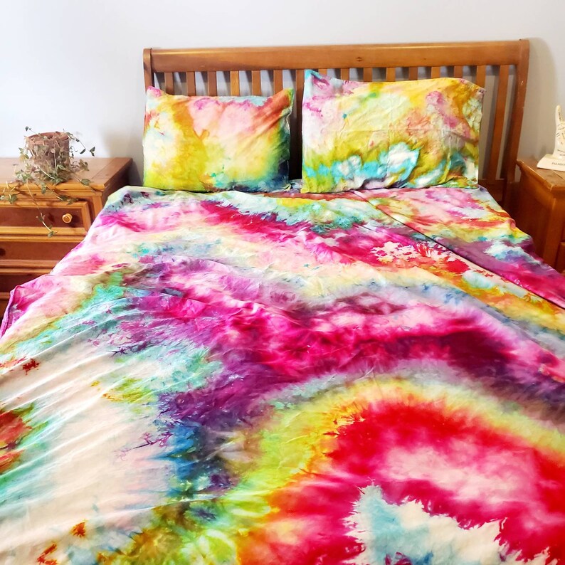 Tie Dye Bedding Tie Dye Sheets Tie Dye Duvet Tie Dye Etsy