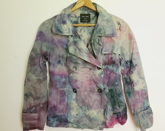 Hand Dyed Tie Dye Blazer, Colorful Cotton Jacket, Medium