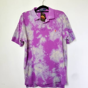 Tie dye polo, tie dye cotton polo, size medium, reverse dye